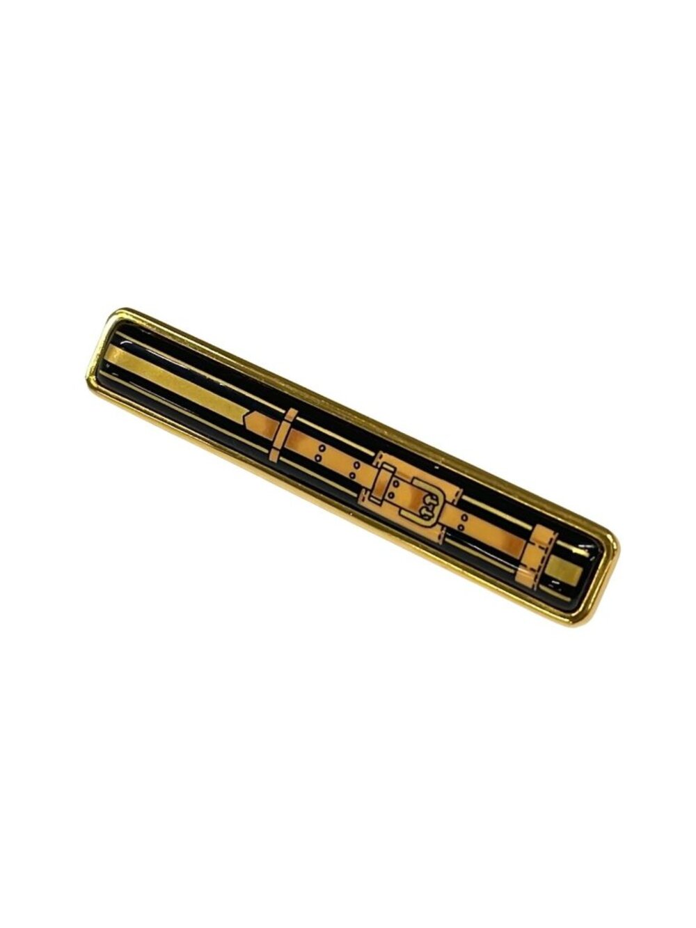 Hermes Brooch Enamel Gold Black Beige